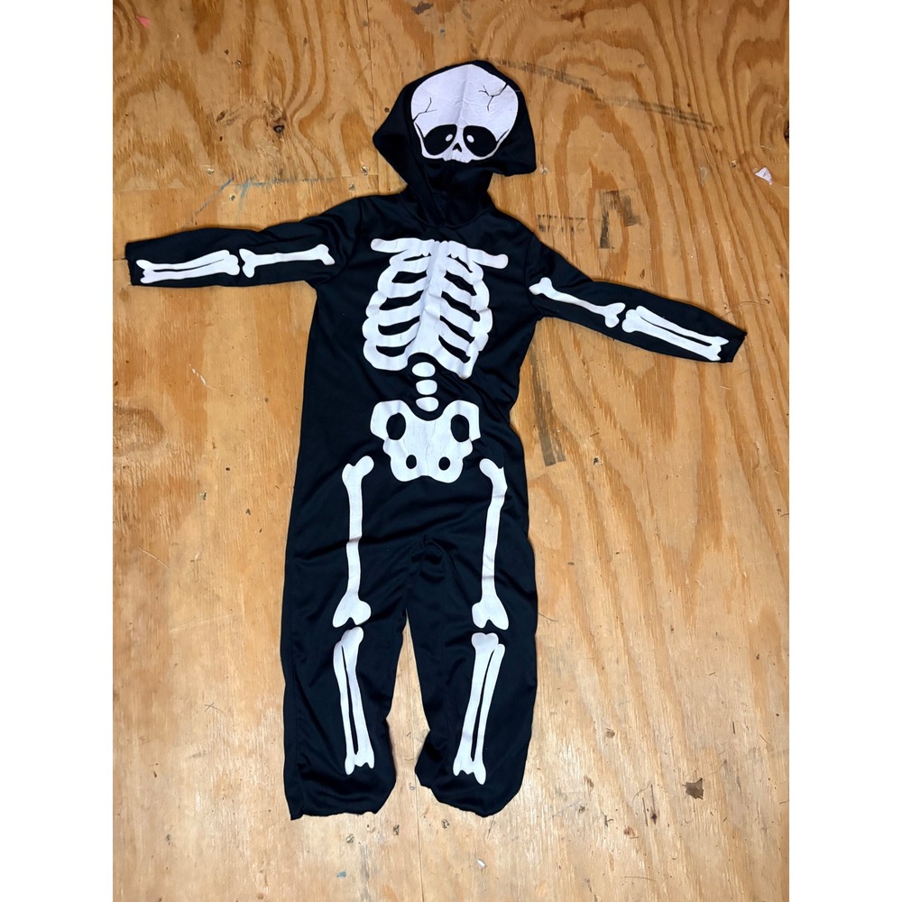 Hyde and EEK Boutique Toddler Skeleton Jumpsuit Halloween Costume Black 2T-3T